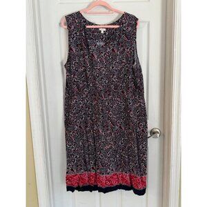 Talbots Red White & Blue Knee Length Sleeveless Paisley Sheath Dress 22W Plus